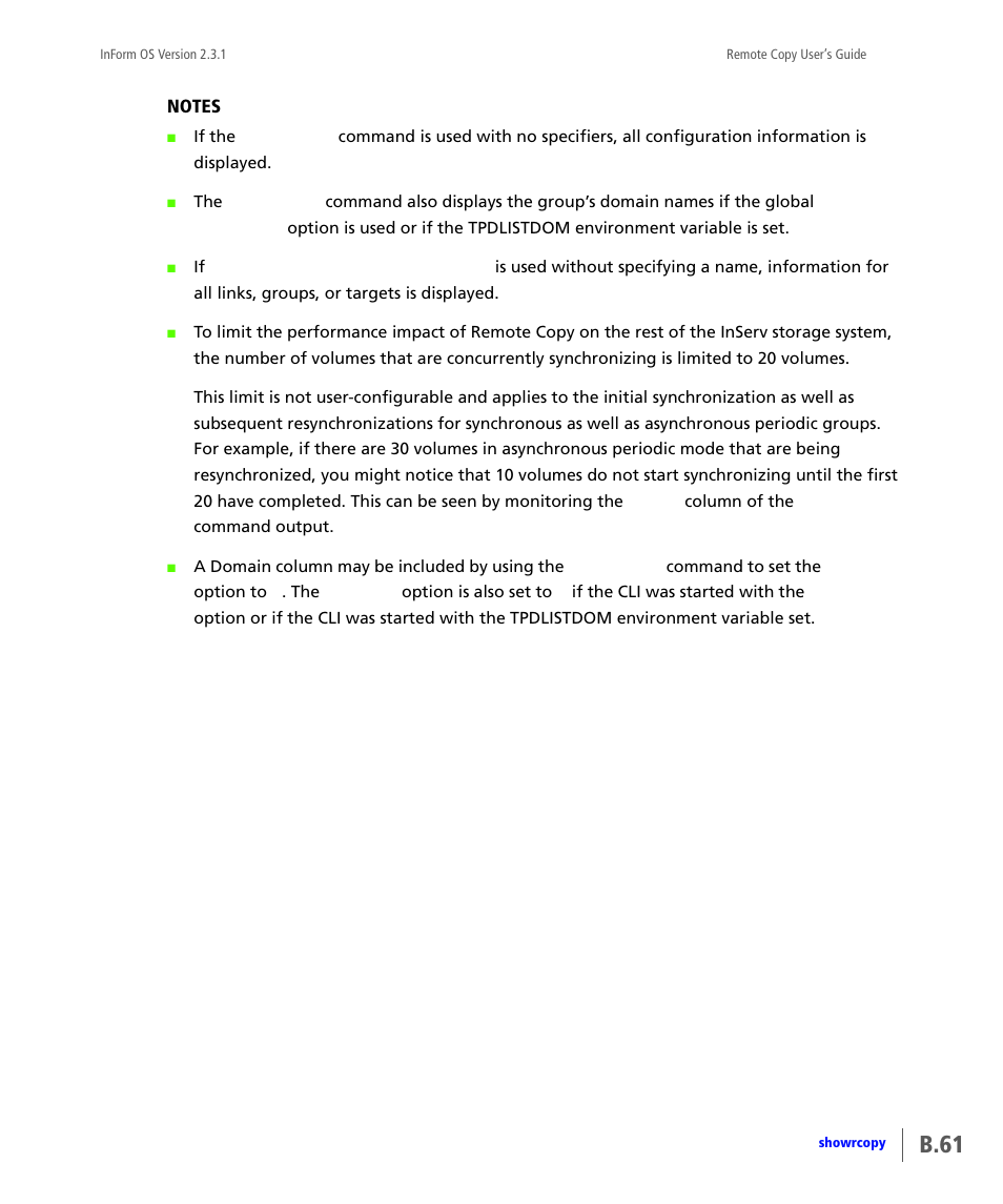 B.61 | HP 3PAR Remote Copy Software User Manual | Page 197 / 344