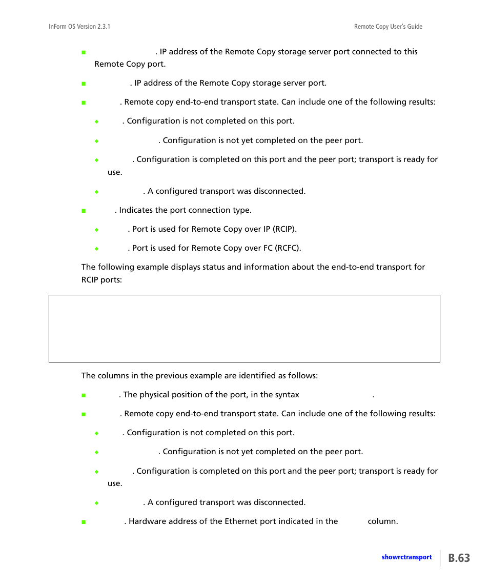 B.63 | HP 3PAR Remote Copy Software User Manual | Page 199 / 344