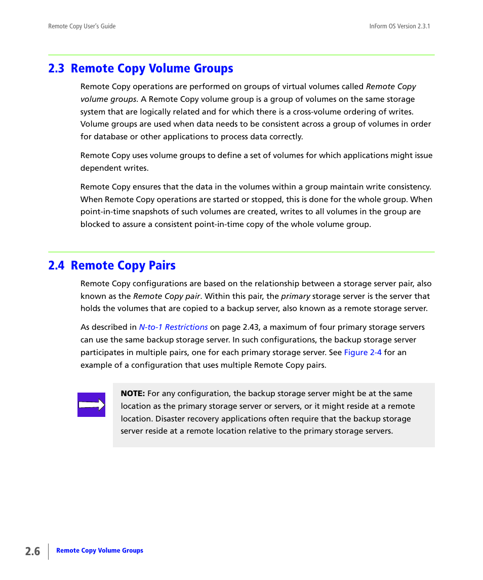 3 remote copy volume groups, 4 remote copy pairs, Remote copy volume groups | Remote copy pairs | HP 3PAR Remote Copy Software User Manual | Page 22 / 344