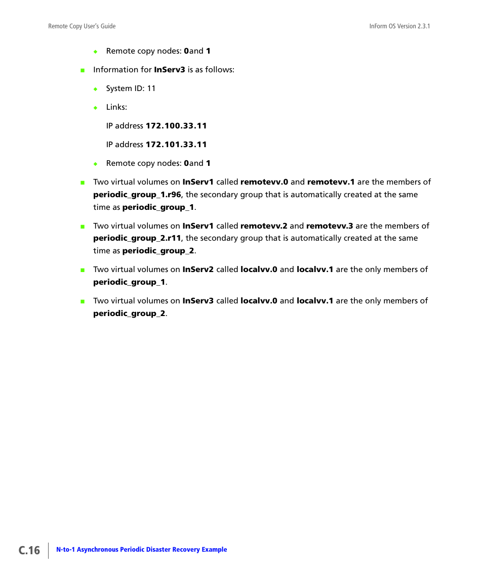 C.16 | HP 3PAR Remote Copy Software User Manual | Page 234 / 344