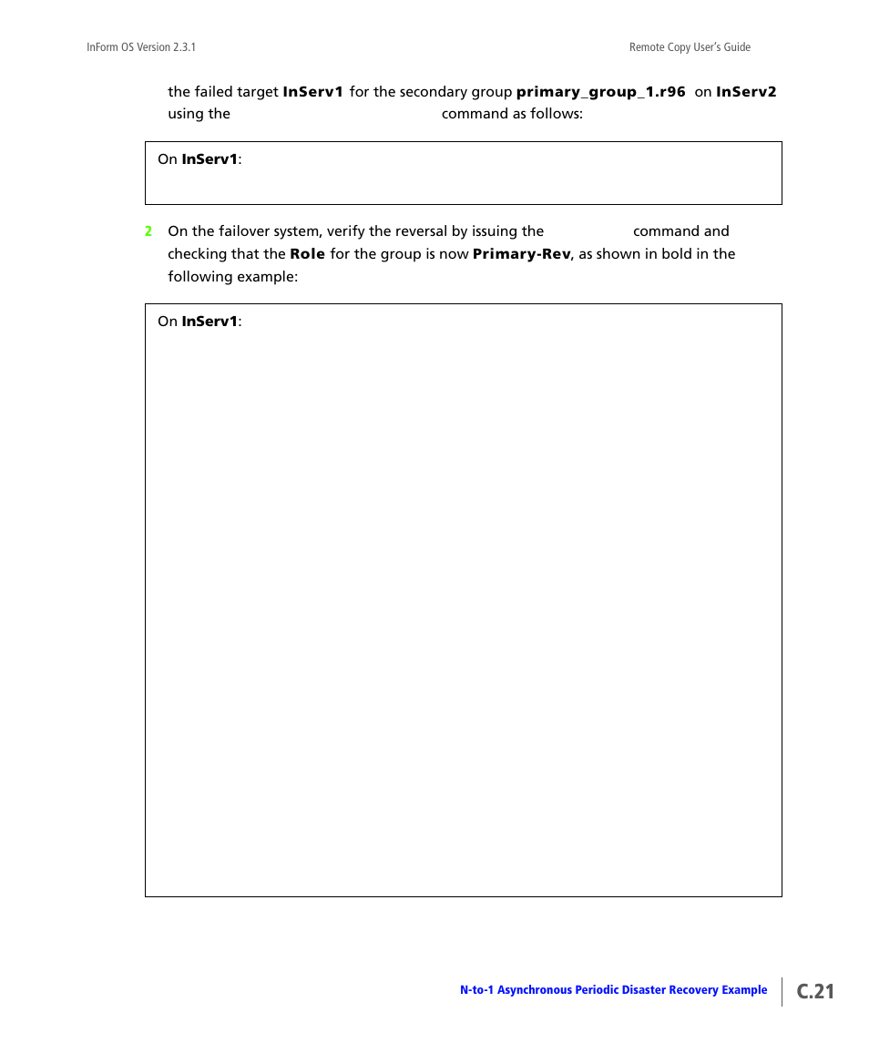 C.21 | HP 3PAR Remote Copy Software User Manual | Page 239 / 344