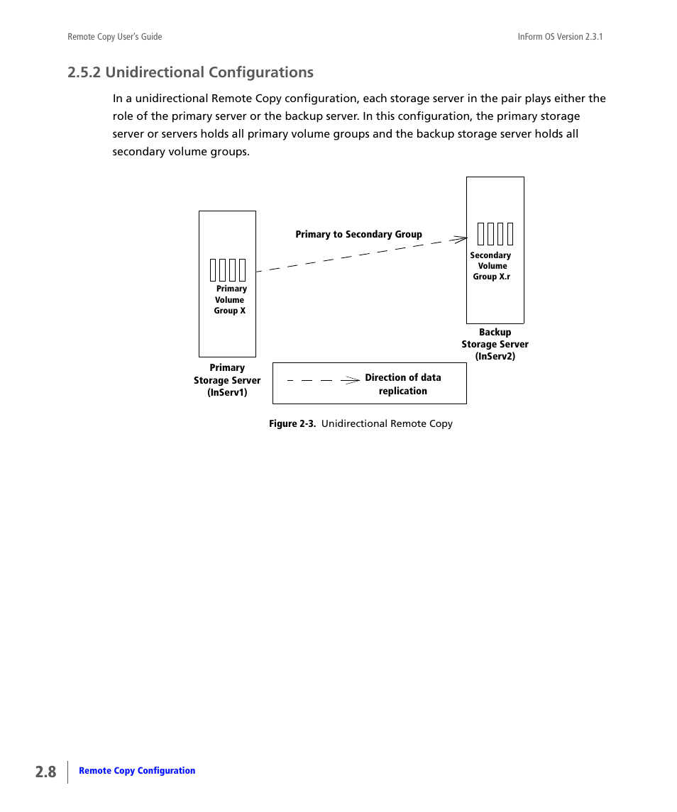 2 unidirectional configurations, Unidirectional configurations | HP 3PAR Remote Copy Software User Manual | Page 24 / 344