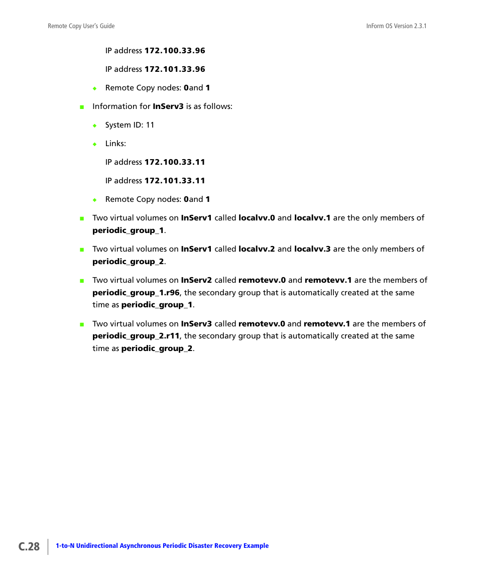 C.28 | HP 3PAR Remote Copy Software User Manual | Page 246 / 344