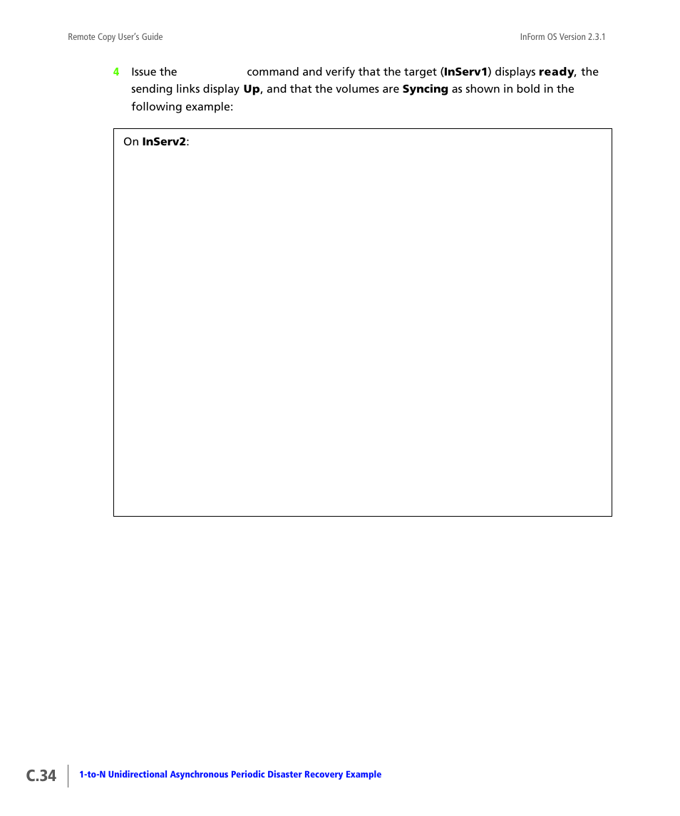 C.34 | HP 3PAR Remote Copy Software User Manual | Page 252 / 344