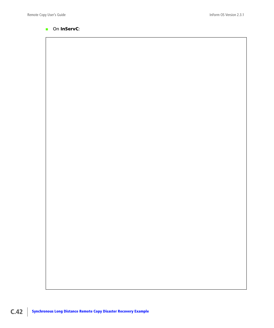 C.42 | HP 3PAR Remote Copy Software User Manual | Page 260 / 344