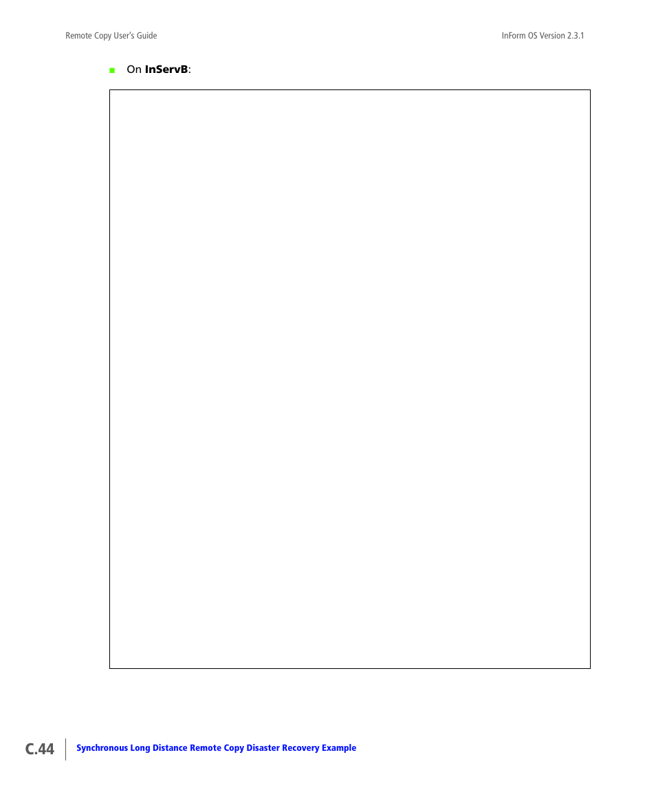 C.44 | HP 3PAR Remote Copy Software User Manual | Page 262 / 344
