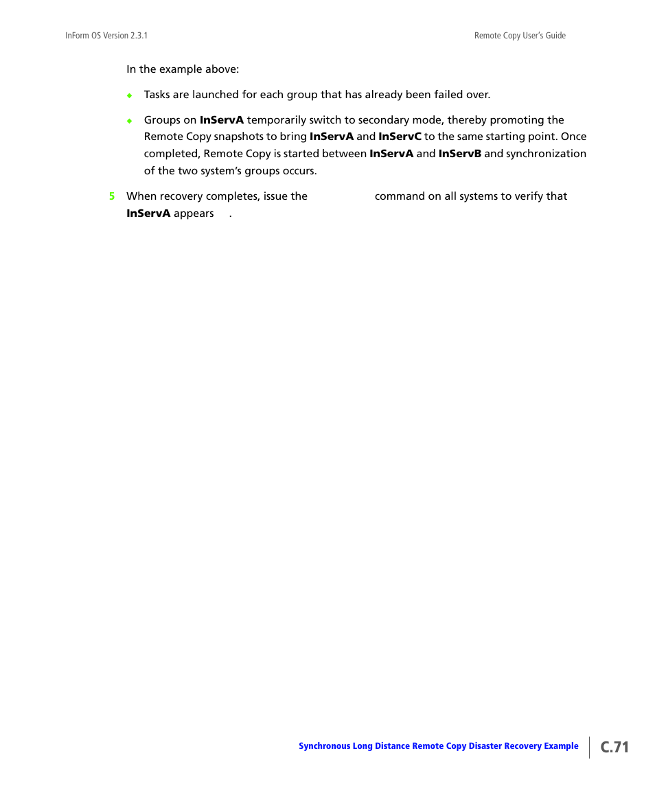 C.71 | HP 3PAR Remote Copy Software User Manual | Page 289 / 344