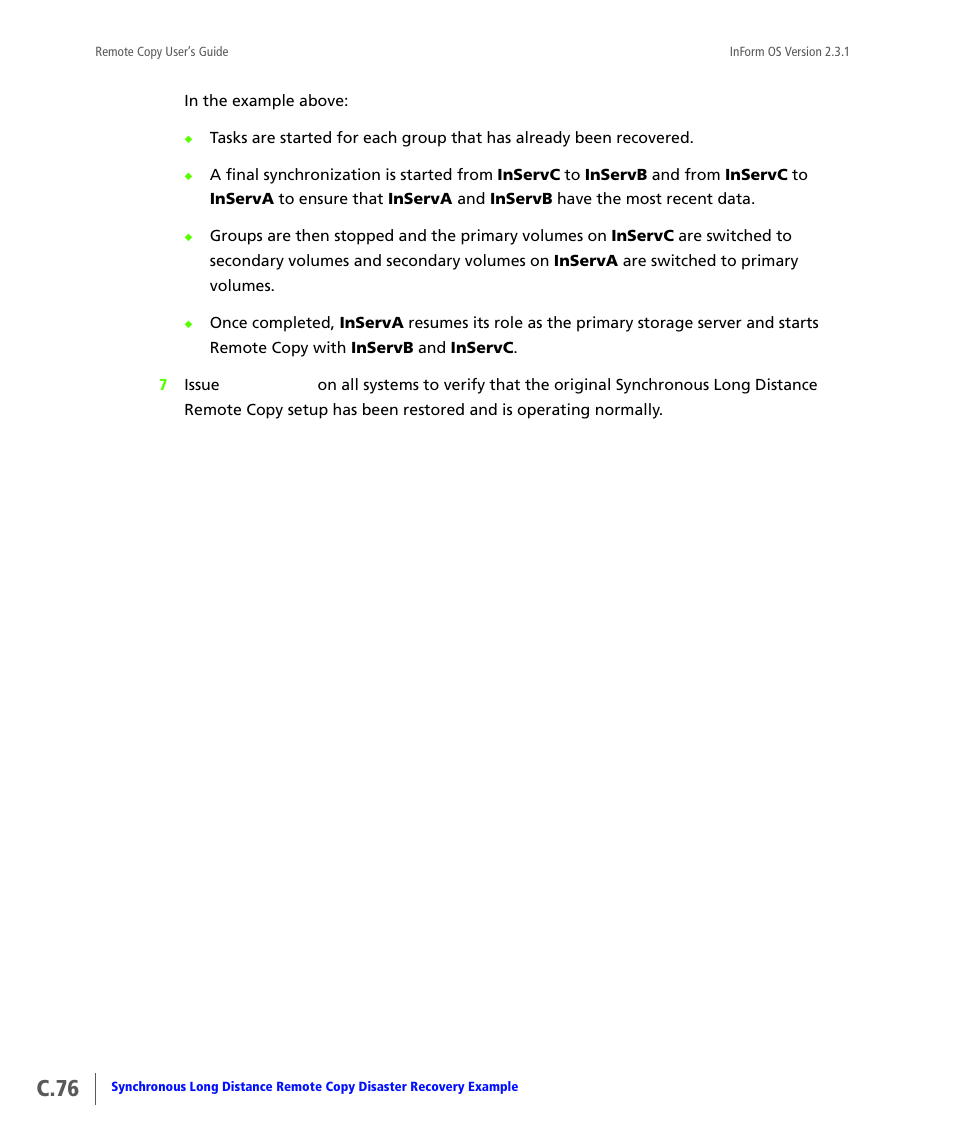 C.76 | HP 3PAR Remote Copy Software User Manual | Page 294 / 344