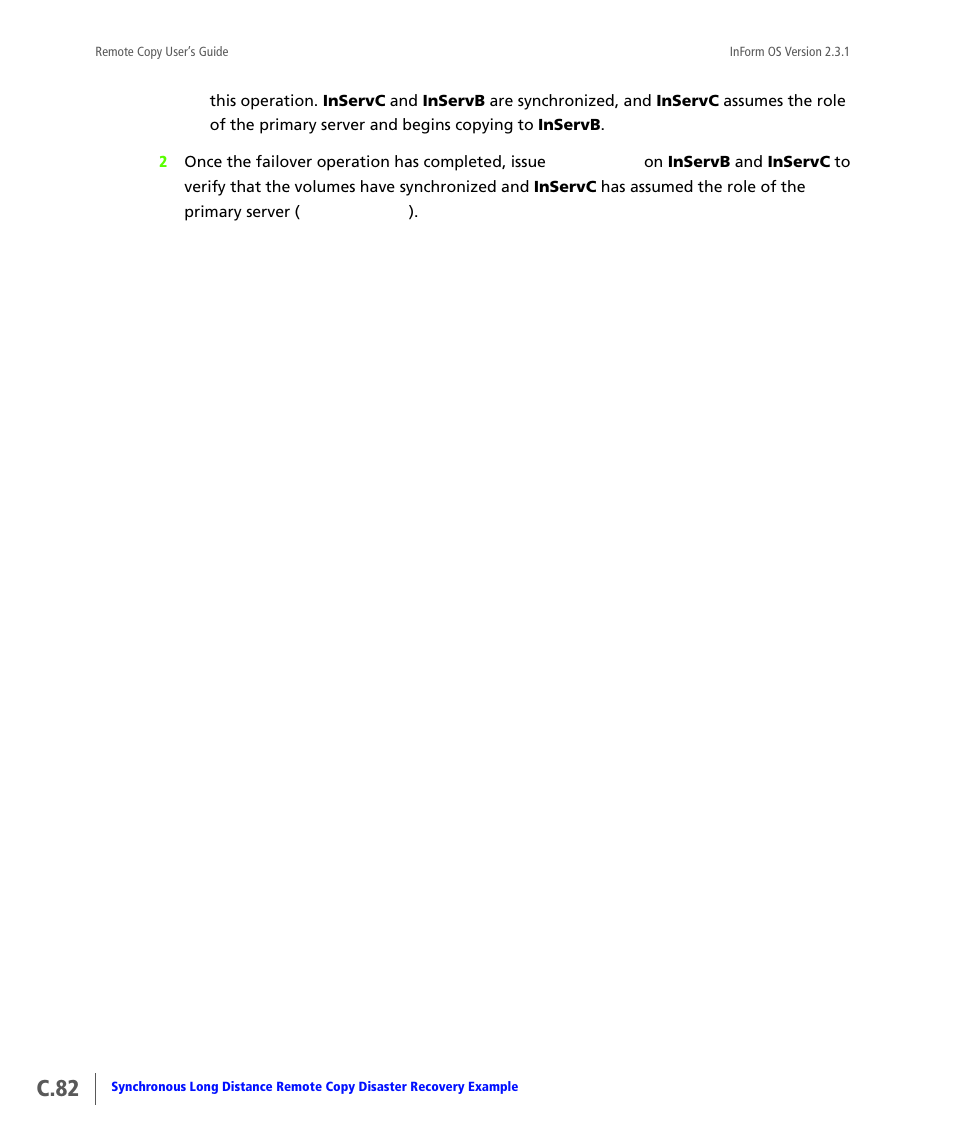 C.82 | HP 3PAR Remote Copy Software User Manual | Page 300 / 344