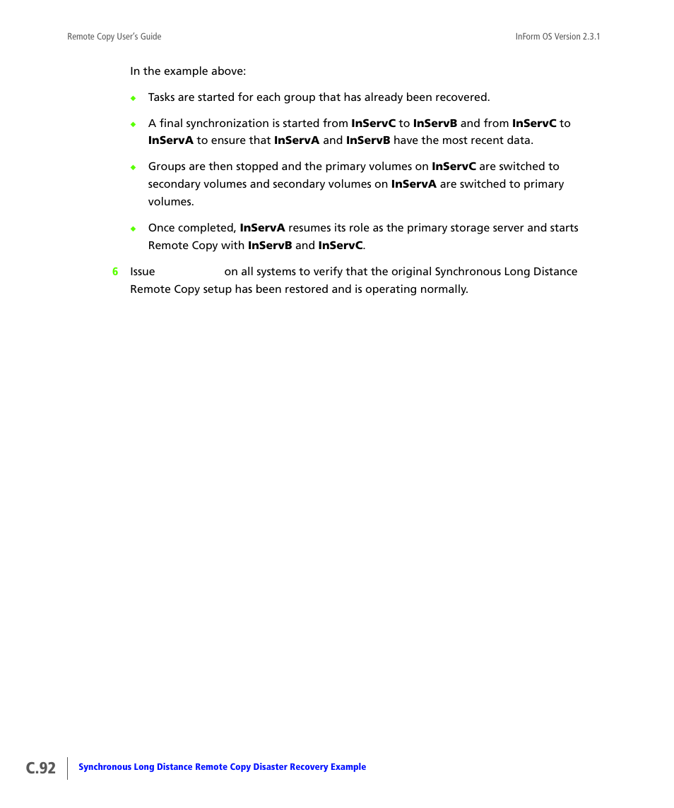C.92 | HP 3PAR Remote Copy Software User Manual | Page 310 / 344