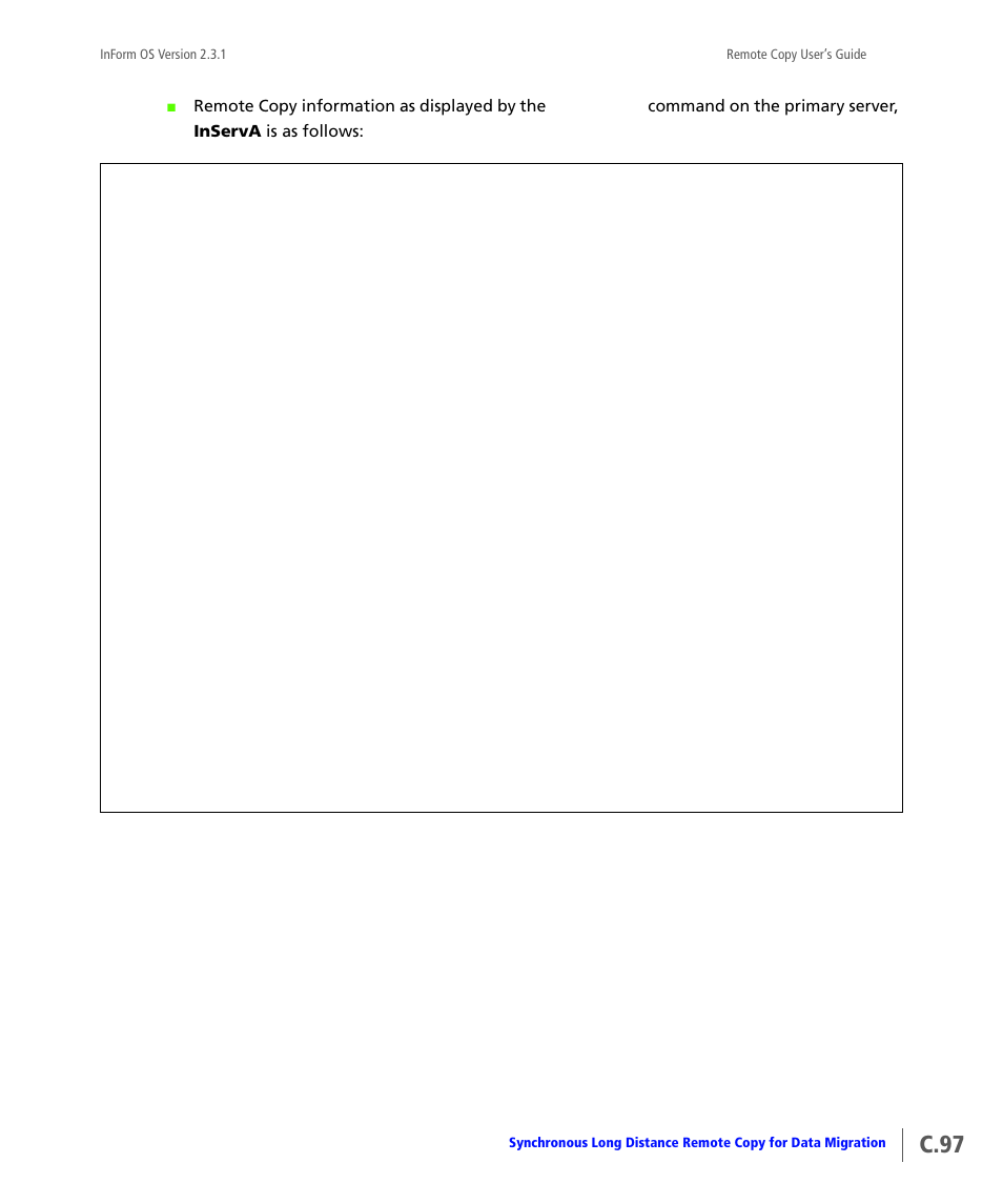 C.97 | HP 3PAR Remote Copy Software User Manual | Page 315 / 344