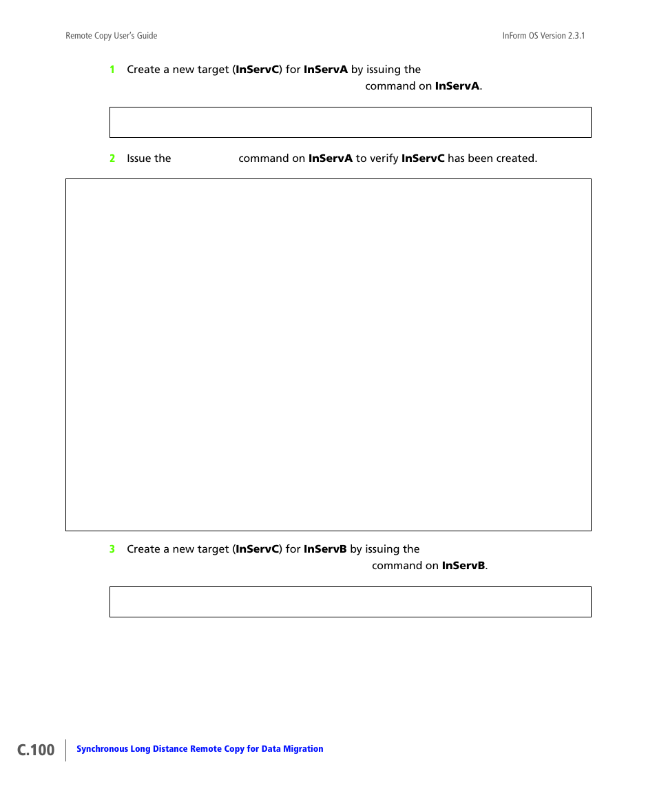 C.100 | HP 3PAR Remote Copy Software User Manual | Page 318 / 344