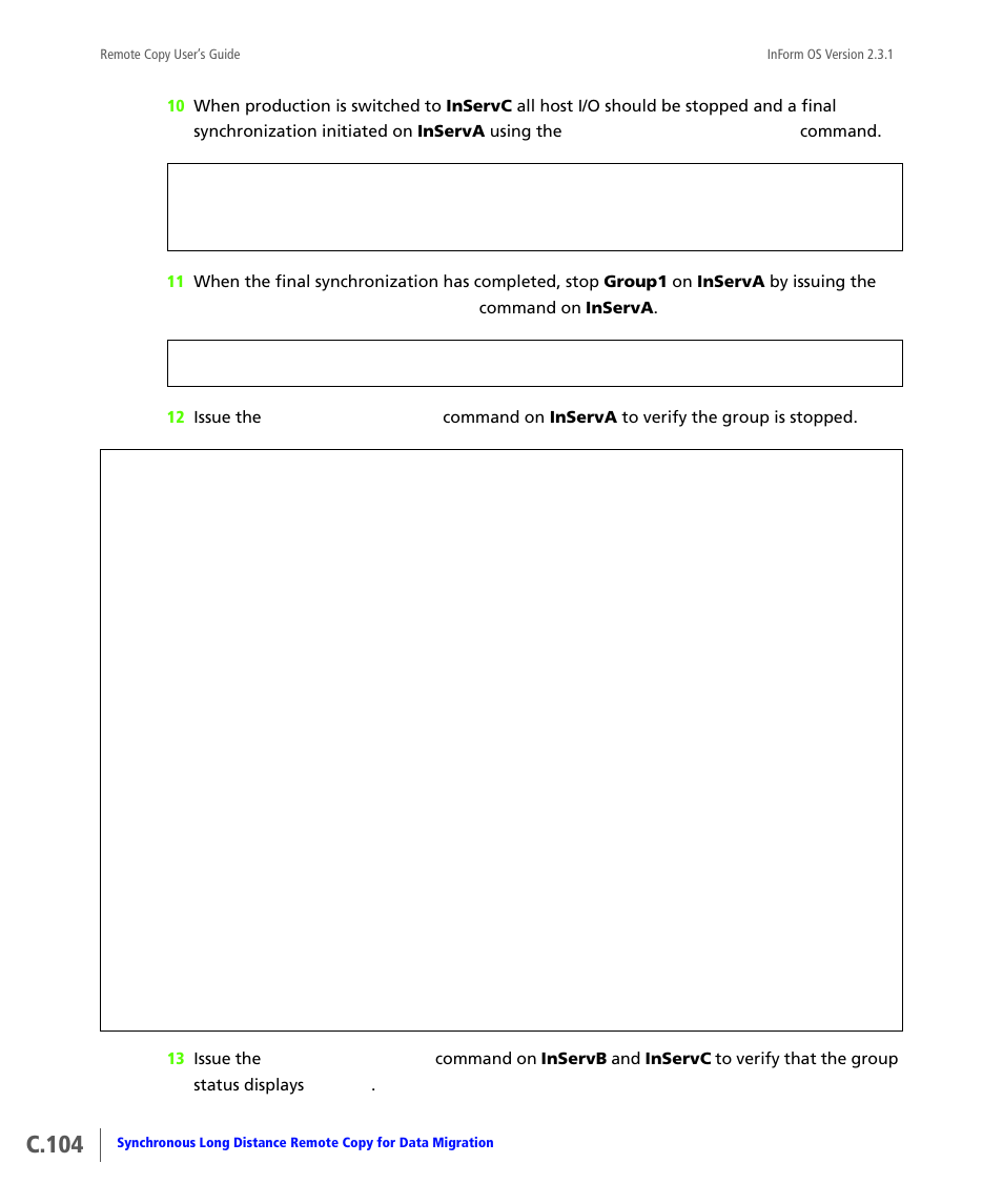 C.104 | HP 3PAR Remote Copy Software User Manual | Page 322 / 344