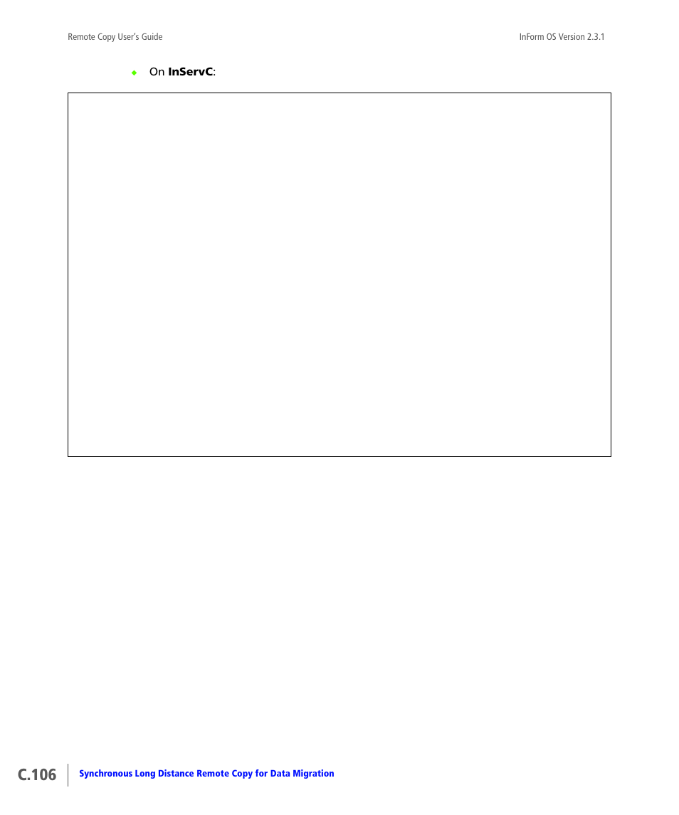 C.106 | HP 3PAR Remote Copy Software User Manual | Page 324 / 344
