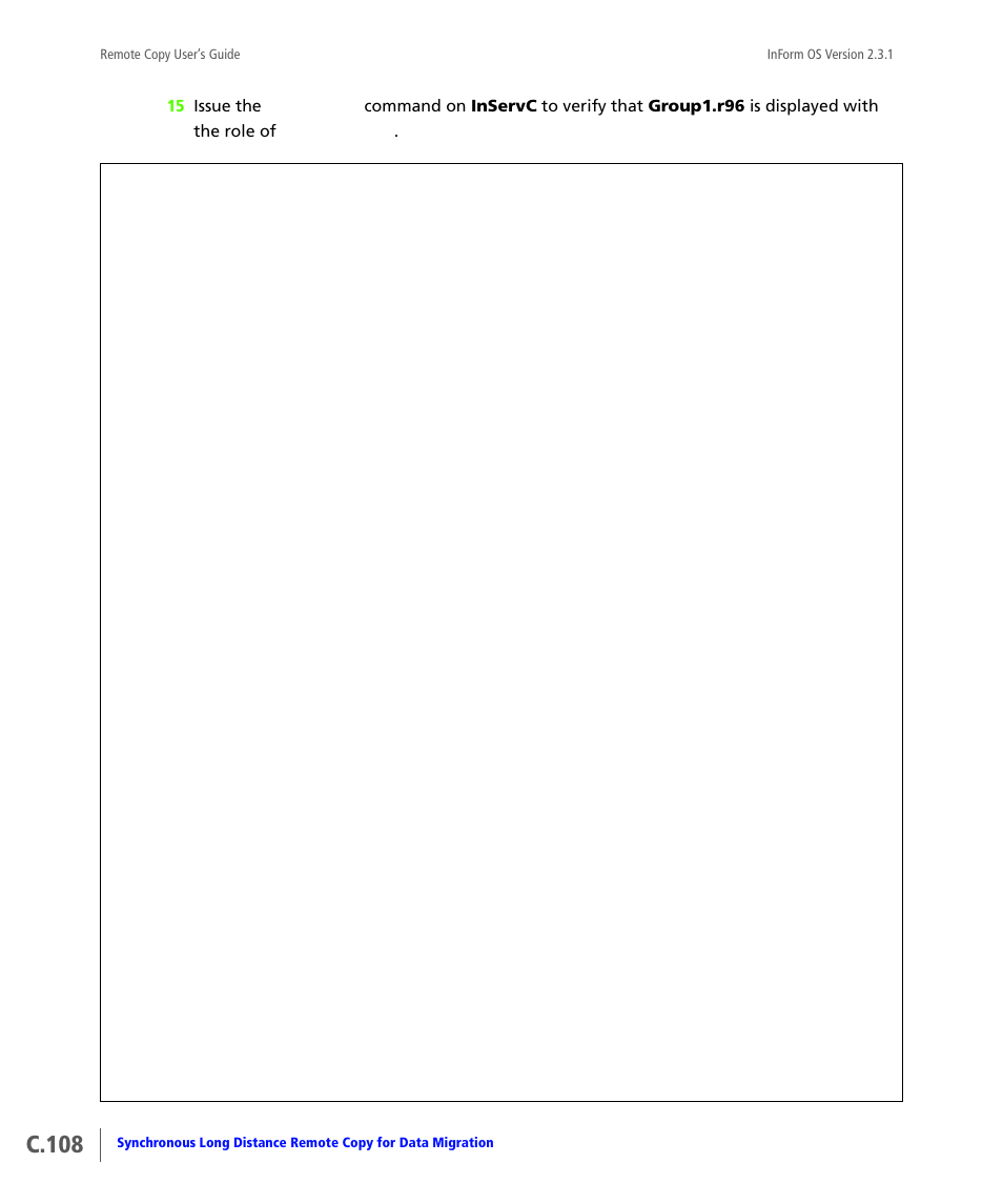 C.108 | HP 3PAR Remote Copy Software User Manual | Page 326 / 344