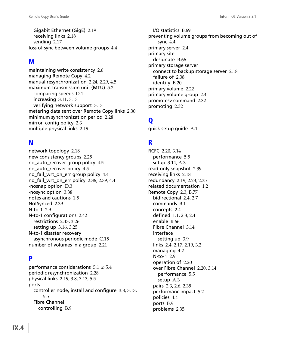Ix.4 | HP 3PAR Remote Copy Software User Manual | Page 338 / 344