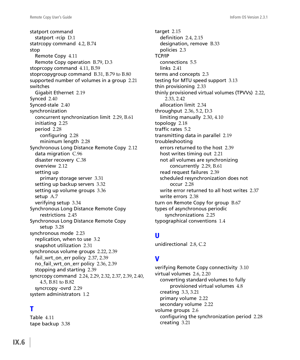 Ix.6 | HP 3PAR Remote Copy Software User Manual | Page 340 / 344