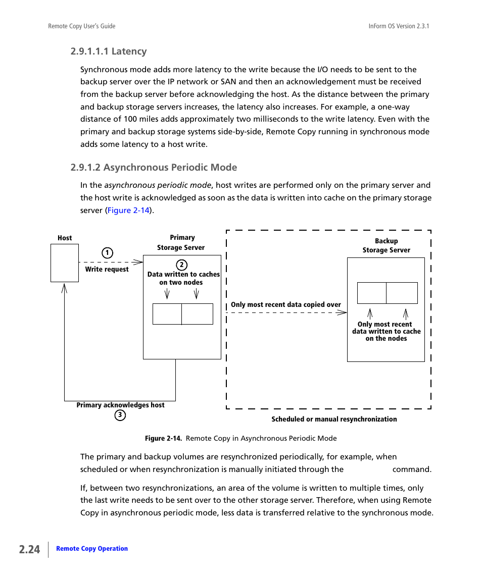 Asynchronous periodic mode, 1 latency, 2 asynchronous periodic mode | HP 3PAR Remote Copy Software User Manual | Page 40 / 344