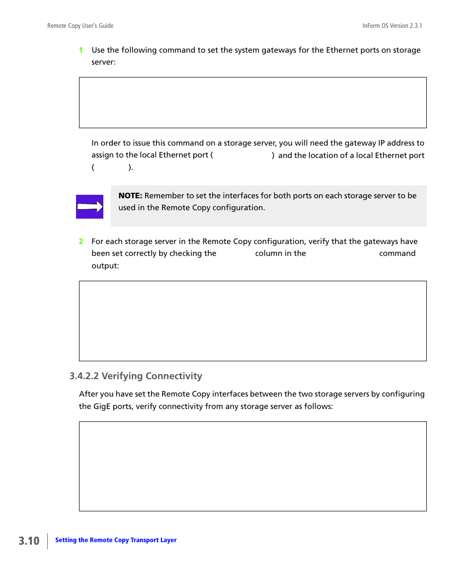 Verifying connectivity, 2 verifying connectivity, Subnet, skip to | HP 3PAR Remote Copy Software User Manual | Page 72 / 344