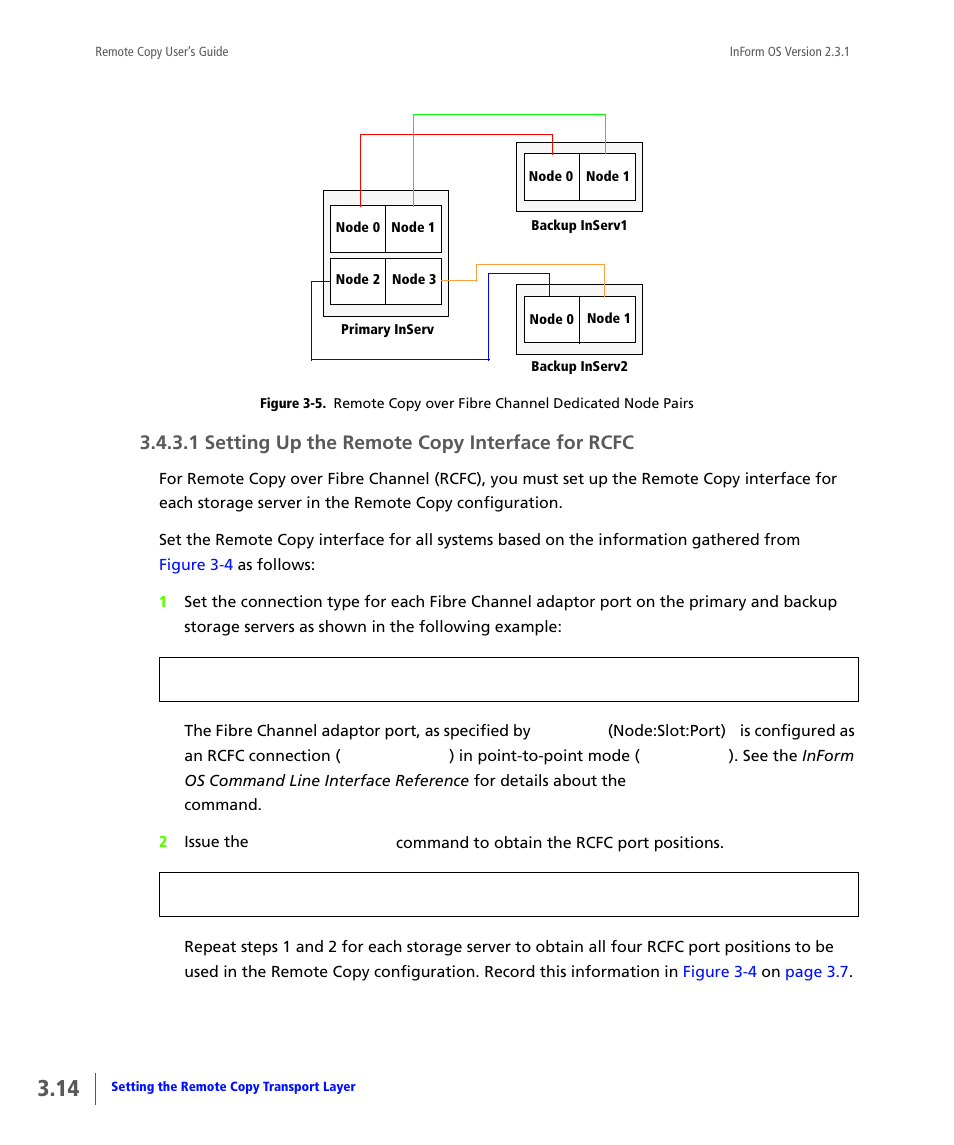 Setting up the remote copy interface for rcfc, Figure 3-5, 1 setting up the remote copy interface for rcfc | HP 3PAR Remote Copy Software User Manual | Page 76 / 344