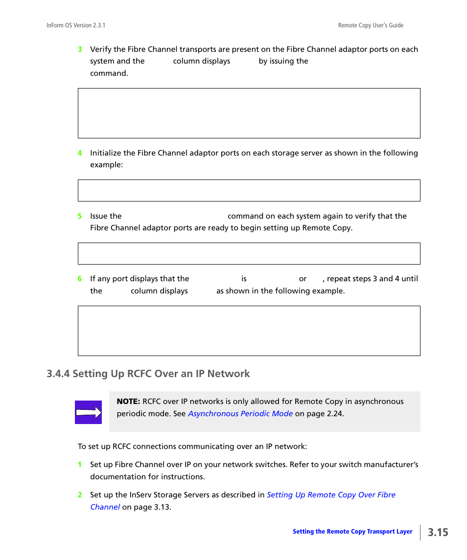 4 setting up rcfc over an ip network, Setting up rcfc over an ip network | HP 3PAR Remote Copy Software User Manual | Page 77 / 344