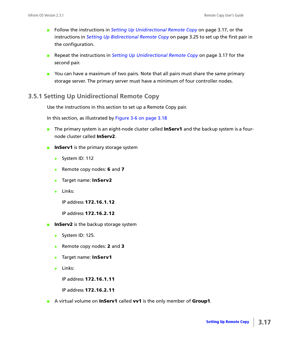 1 setting up unidirectional remote copy, Setting up unidirectional remote copy, Setting up | Unidirectional remote copy | HP 3PAR Remote Copy Software User Manual | Page 79 / 344