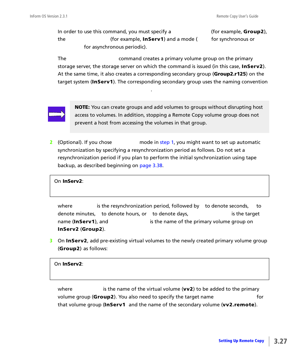 HP 3PAR Remote Copy Software User Manual | Page 89 / 344