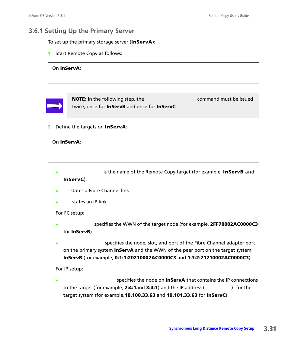 1 setting up the primary server, Setting up the primary server | HP 3PAR Remote Copy Software User Manual | Page 93 / 344