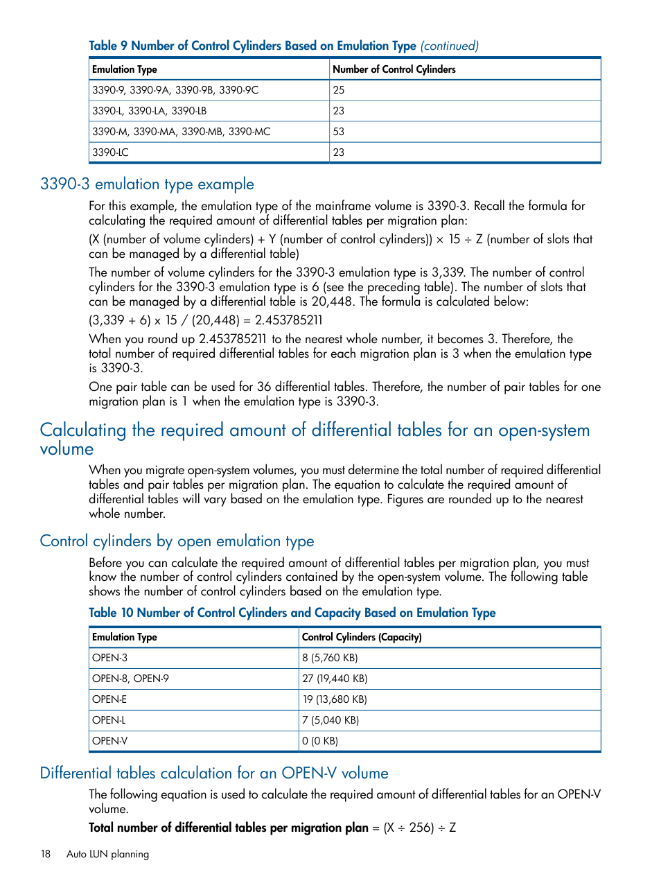 3390-3 emulation type example, Control cylinders by open emulation type | HP XP P9000 Auto LUN Software User Manual | Page 18 / 66