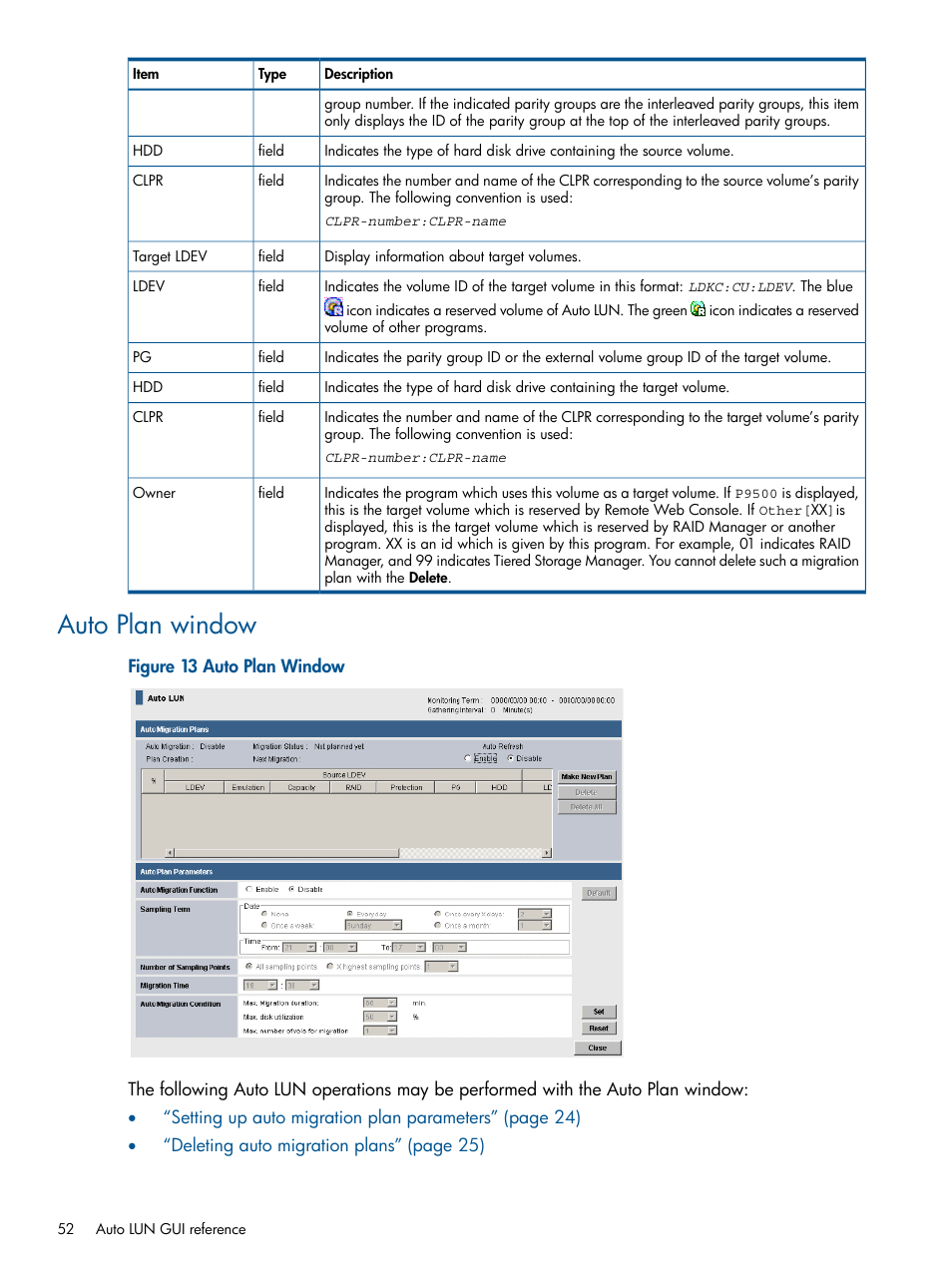 Auto plan window | HP XP P9000 Auto LUN Software User Manual | Page 52 / 66