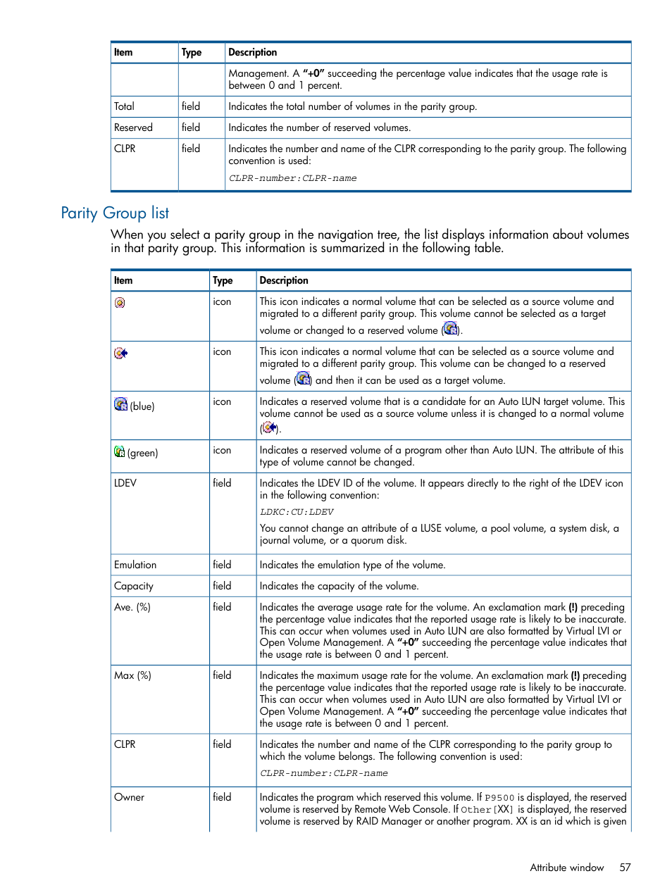 Parity group list | HP XP P9000 Auto LUN Software User Manual | Page 57 / 66