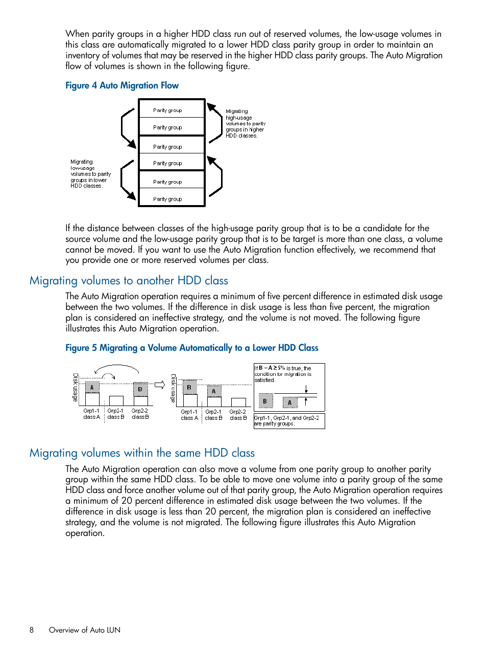 Migrating volumes to another hdd class, Migrating volumes within the same hdd class | HP XP P9000 Auto LUN Software User Manual | Page 8 / 66