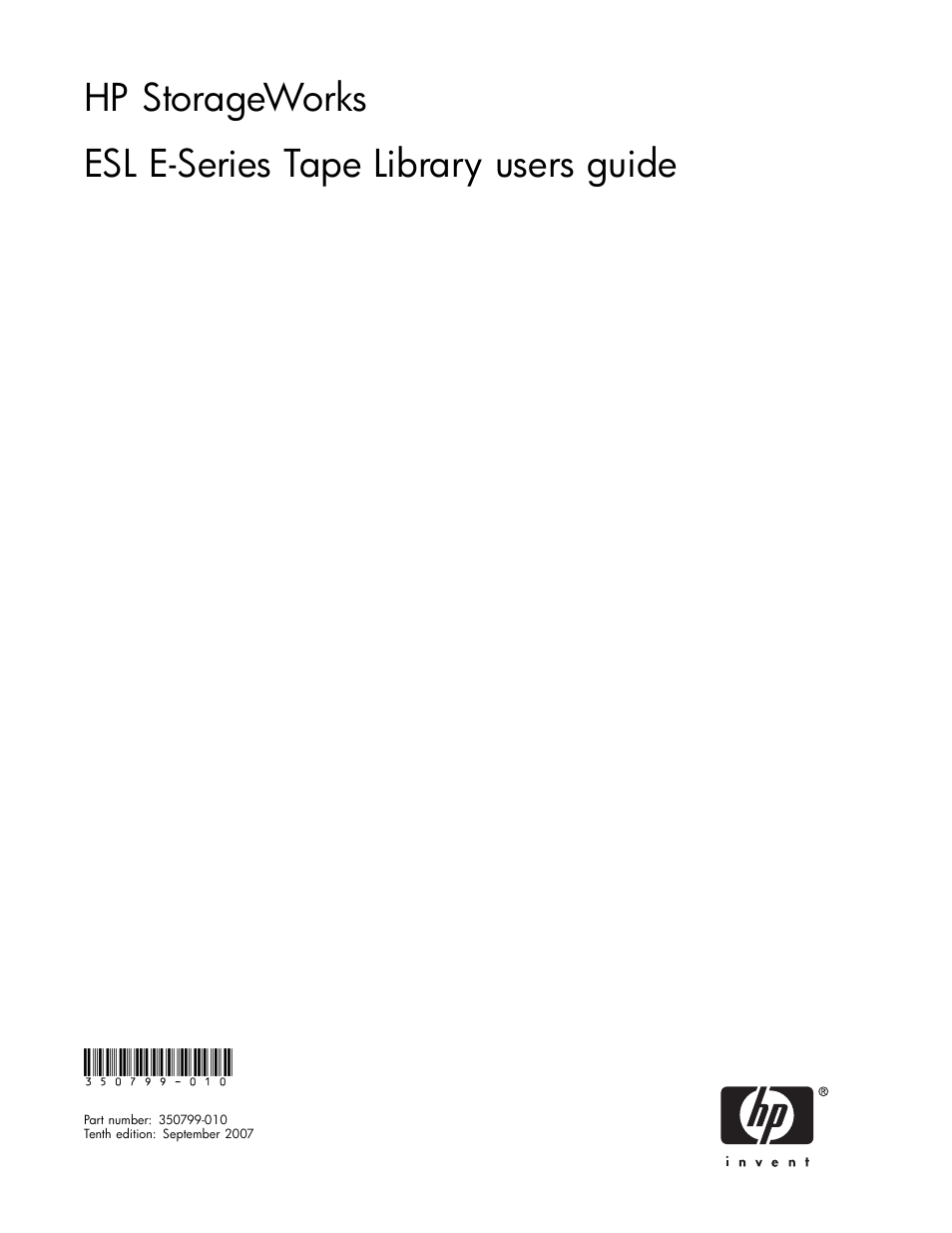 HP ESL E-series Tape Libraries User Manual | 141 pages