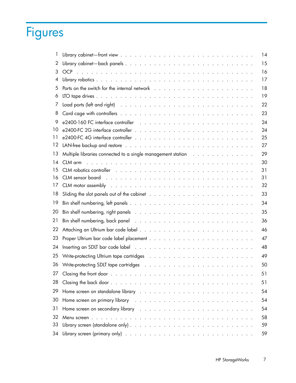 Figures | HP ESL E-series Tape Libraries User Manual | Page 7 / 141