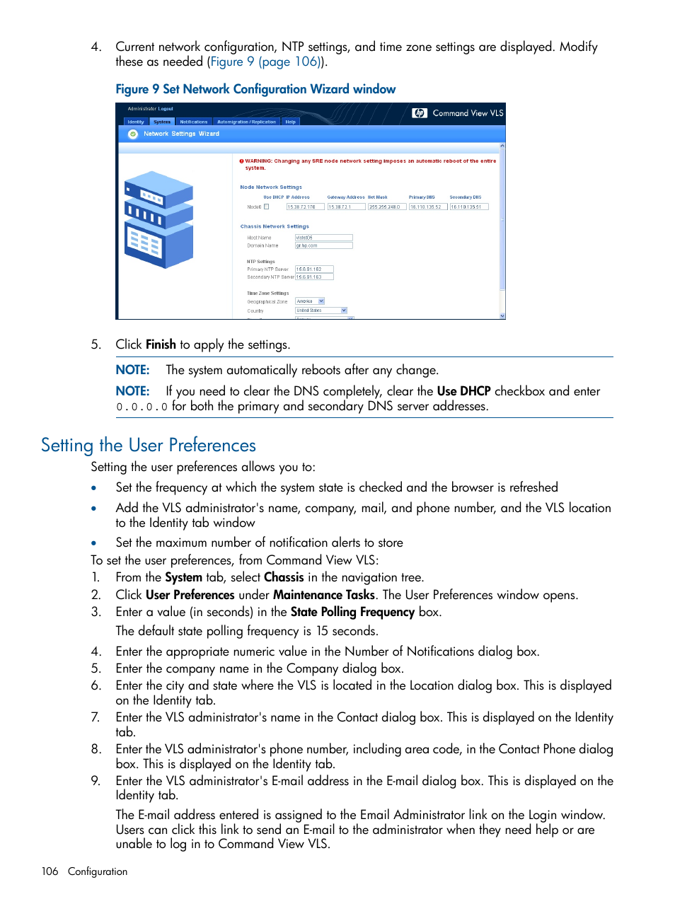 Setting the user preferences | HP 9000 Virtual Library System User Manual | Page 106 / 258