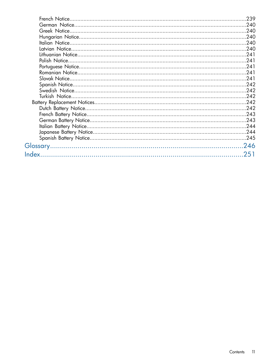 Glossary index | HP 9000 Virtual Library System User Manual | Page 11 / 258