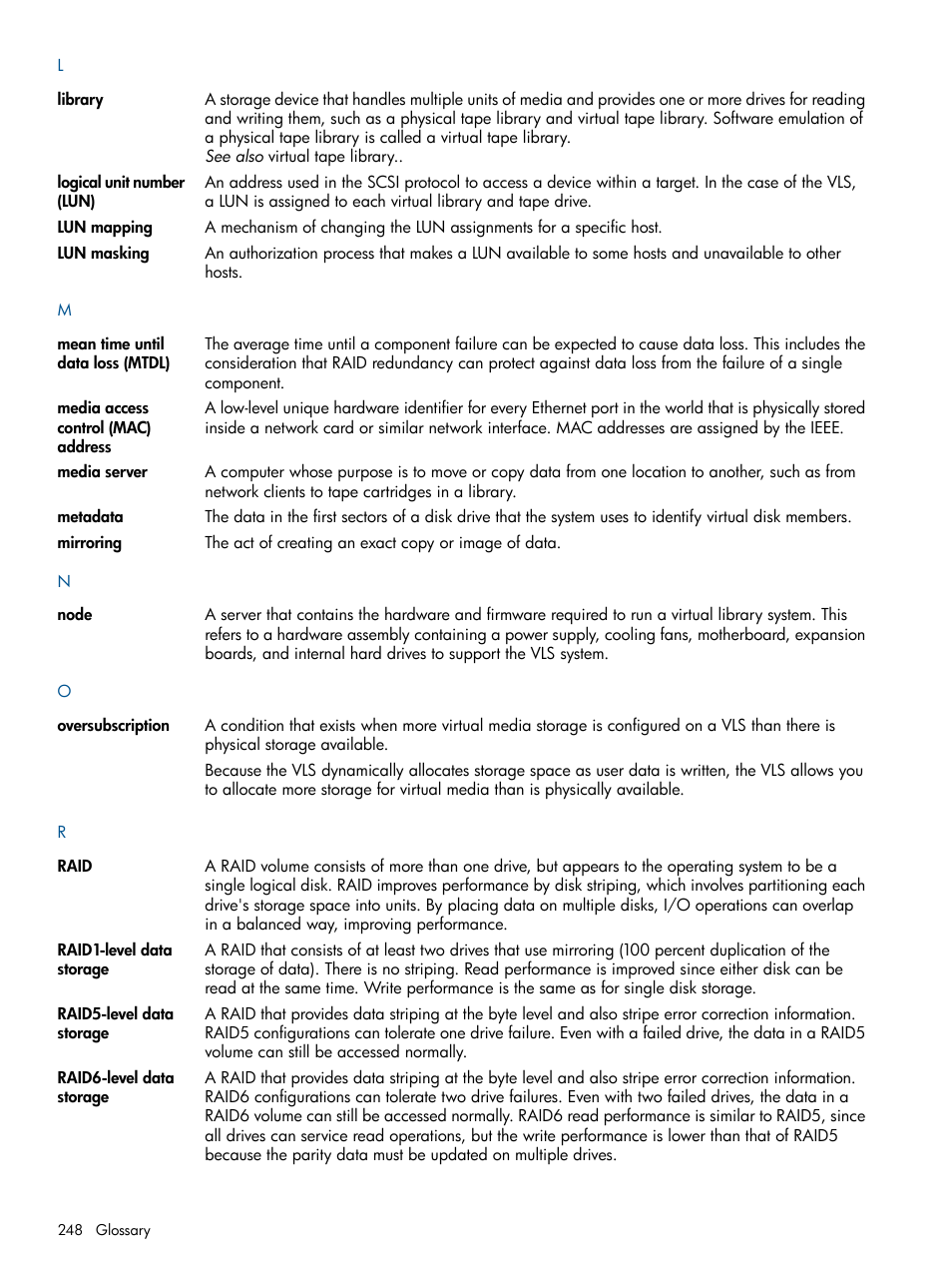 HP 9000 Virtual Library System User Manual | Page 248 / 258