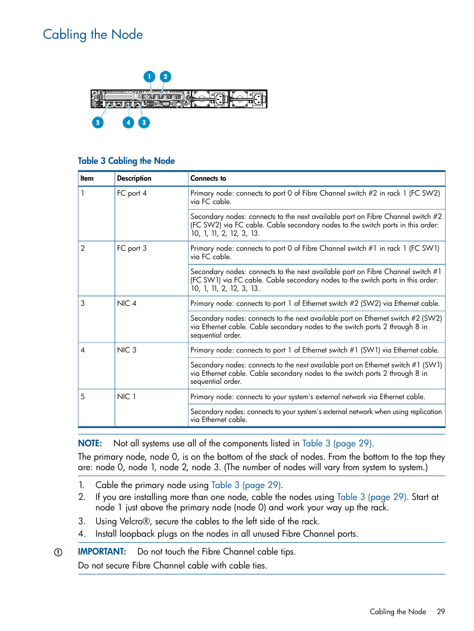 Cabling the node | HP 9000 Virtual Library System User Manual | Page 29 / 258