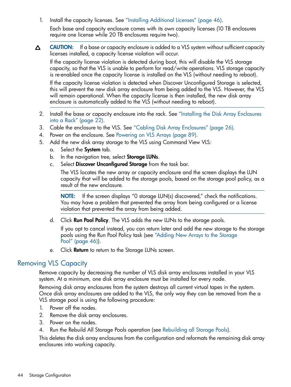 Removing vls capacity | HP 9000 Virtual Library System User Manual | Page 44 / 258