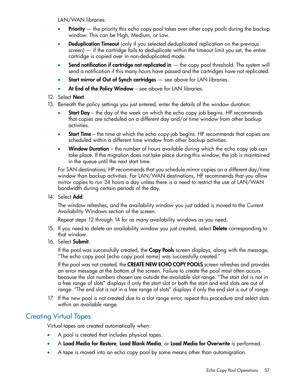 Creating virtual tapes | HP 9000 Virtual Library System User Manual | Page 57 / 258