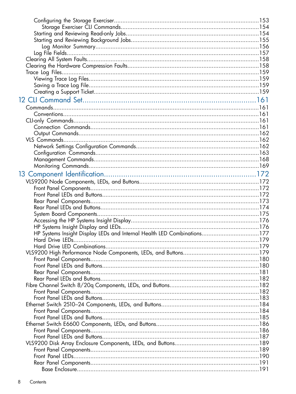 12 cli command set, 13 component identification | HP 9000 Virtual Library System User Manual | Page 8 / 258