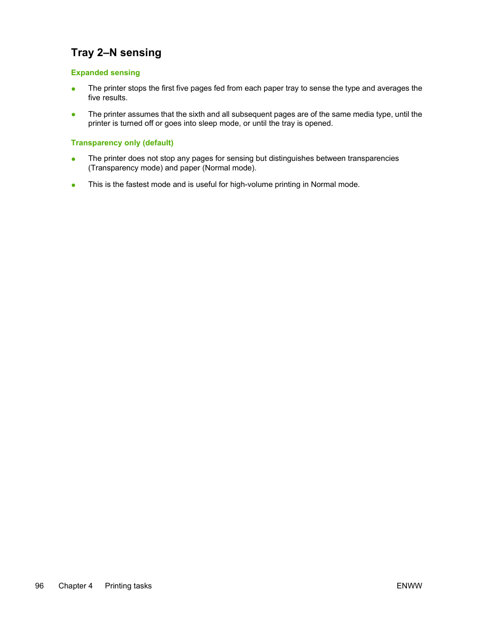 Tray 2–n sensing | HP Color LaserJet 4700 Printer series User Manual | Page 112 / 330
