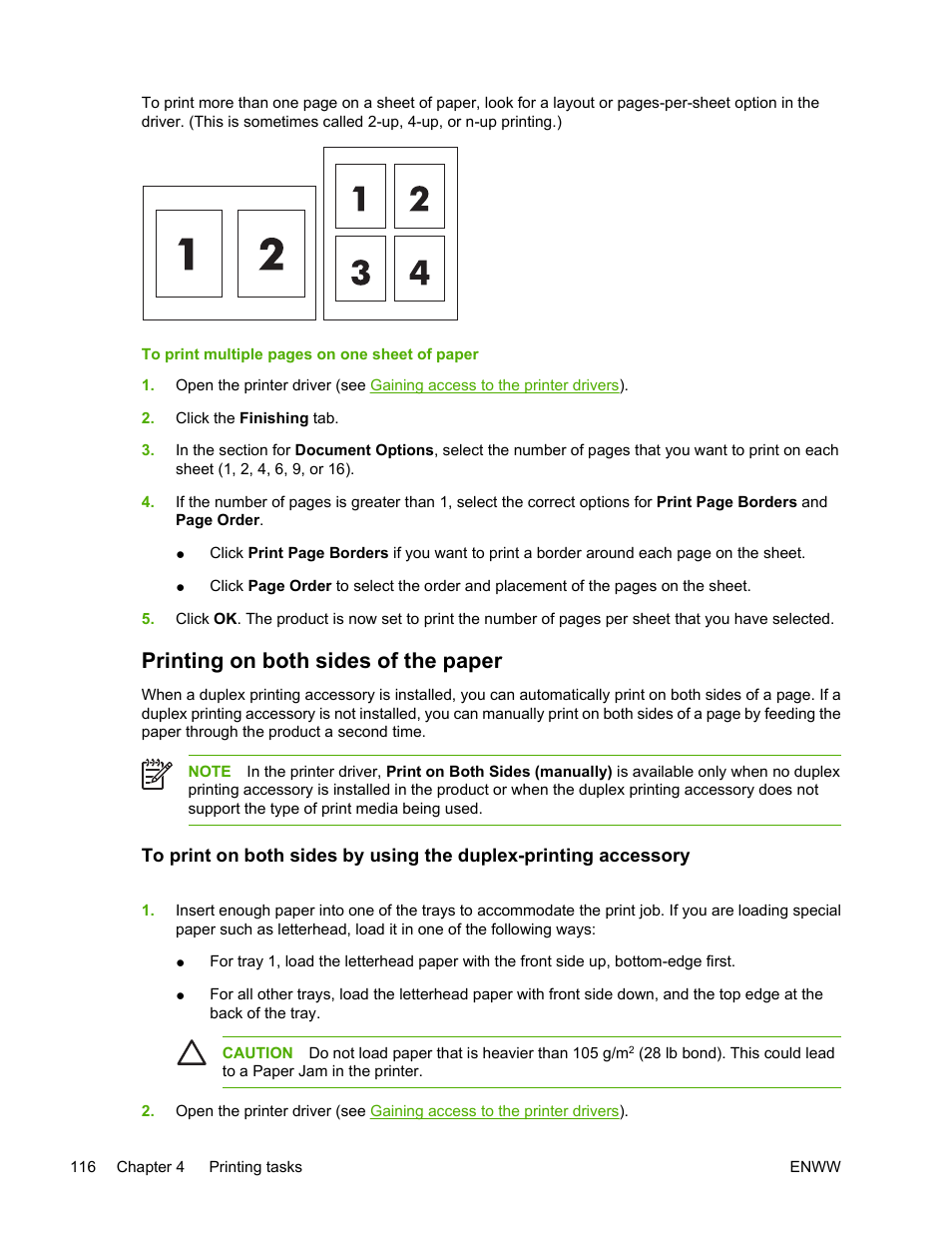 Printing on both sides of the paper | HP Color LaserJet 4700 Printer series User Manual | Page 132 / 330