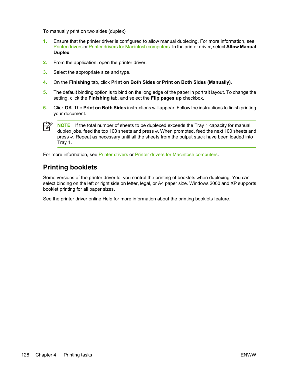 Printing booklets | HP Color LaserJet 4700 Printer series User Manual | Page 144 / 330