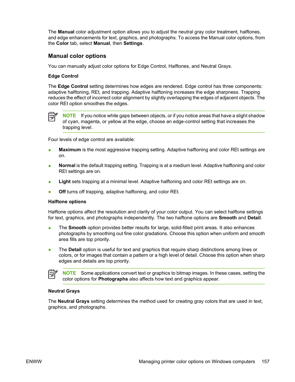 Manual color options | HP Color LaserJet 4700 Printer series User Manual | Page 173 / 330