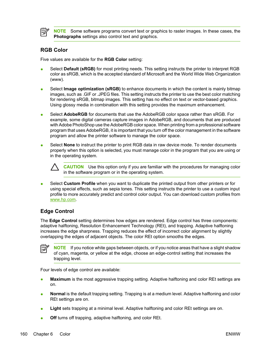 Rgb color, Edge control, Rgb color edge control | HP Color LaserJet 4700 Printer series User Manual | Page 176 / 330