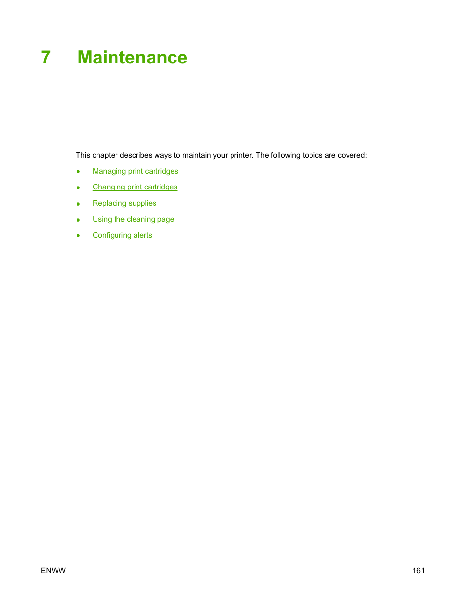 Maintenance, 7 maintenance, 7maintenance | HP Color LaserJet 4700 Printer series User Manual | Page 177 / 330