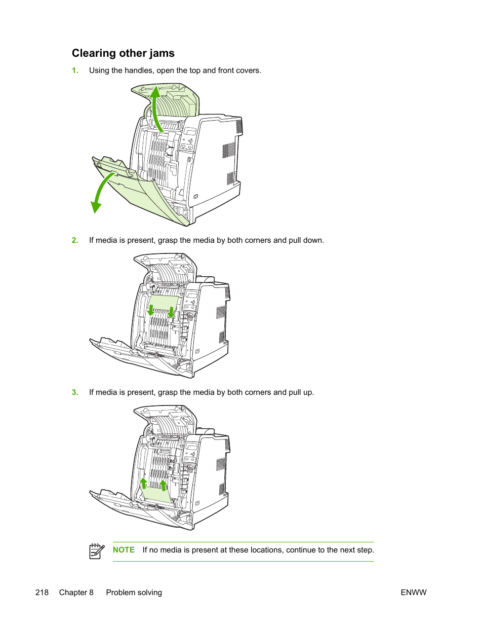 Clearing other jams | HP Color LaserJet 4700 Printer series User Manual | Page 234 / 330