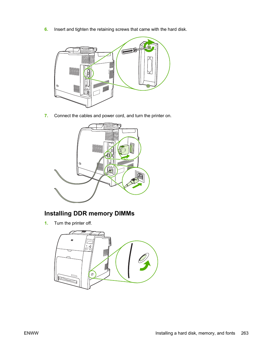 Installing ddr memory dimms | HP Color LaserJet 4700 Printer series User Manual | Page 279 / 330