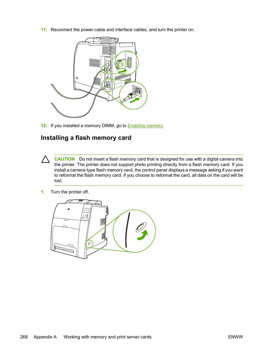 Installing a flash memory card | HP Color LaserJet 4700 Printer series User Manual | Page 284 / 330